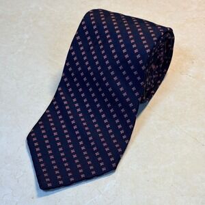 Brooks Brothers Makers Navy Blue Pink Geometric Silk Tie Made in USA Corpcore
